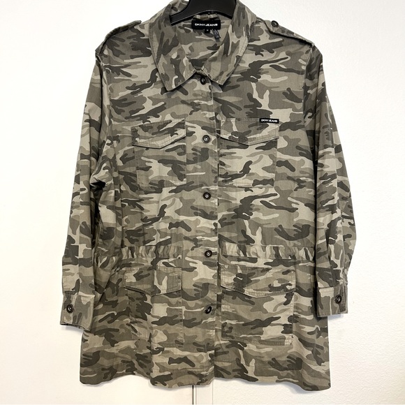 Dkny Jackets & Blazers - DKNY Jeans Camo Utility Denim Jacket (Rosemary I)2X Green 27”chest 32” long NWOT